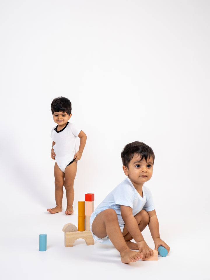 Bondi  Cotton Mesh Onesie (Misty Blue)